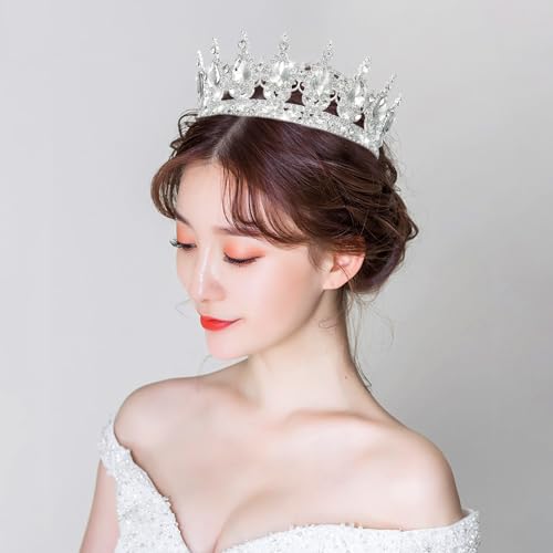 YOUlDIANZI Queen Crown Rhinestone Wedding Crowns and Tiaras for Women Costume Party Hair Accessories Princess BirthdayCrown Crystal BridalCrown (Gold White Crowns) - Image 4