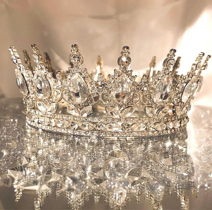 YOUlDIANZI Queen Crown Rhinestone Wedding Crowns and Tiaras for Women Costume Party Hair Accessories Princess BirthdayCrown Crystal BridalCrown (Gold White Crowns) - Image 3