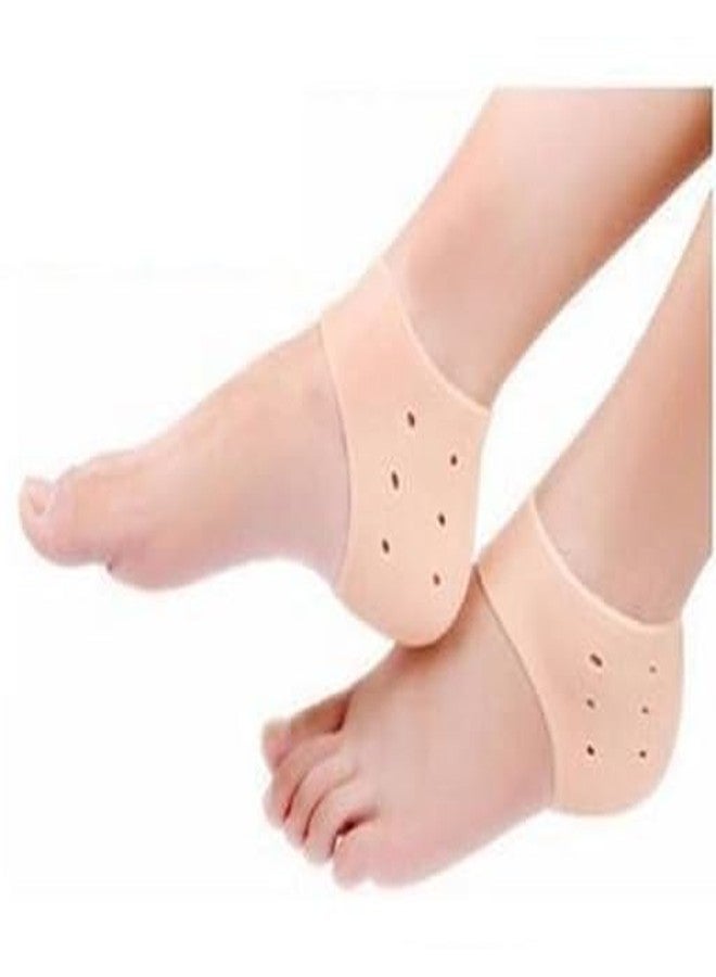 Frankz Pair Anti Crack Silicone Half Gel Heel And Foot Protector Moisturizing Socks for Foot Care for Men and Women Pain Relief And Heel Cracks(Beige, Free Size) - Image 1