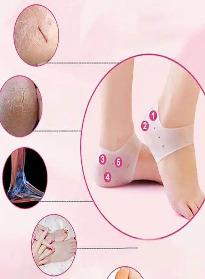 Frankz Pair Anti Crack Silicone Half Gel Heel And Foot Protector Moisturizing Socks for Foot Care for Men and Women Pain Relief And Heel Cracks(Beige, Free Size) - Image 2