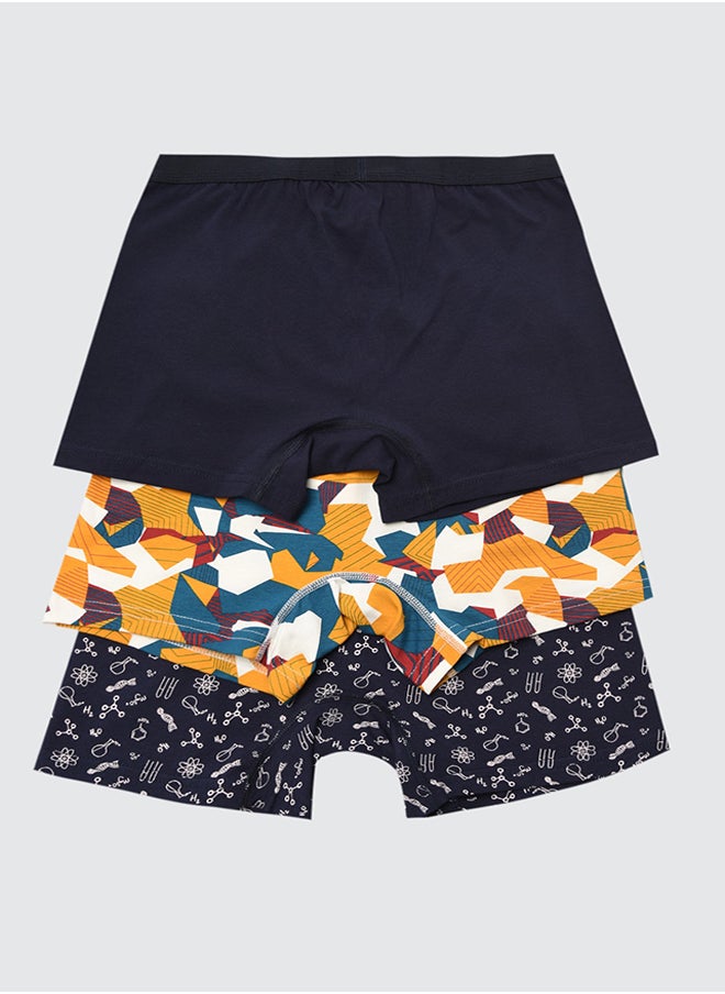 trendyol Multi-Colored Men's 3-Piece Pattern Mix-Plain Cotton Pack Boxer  - Image 2