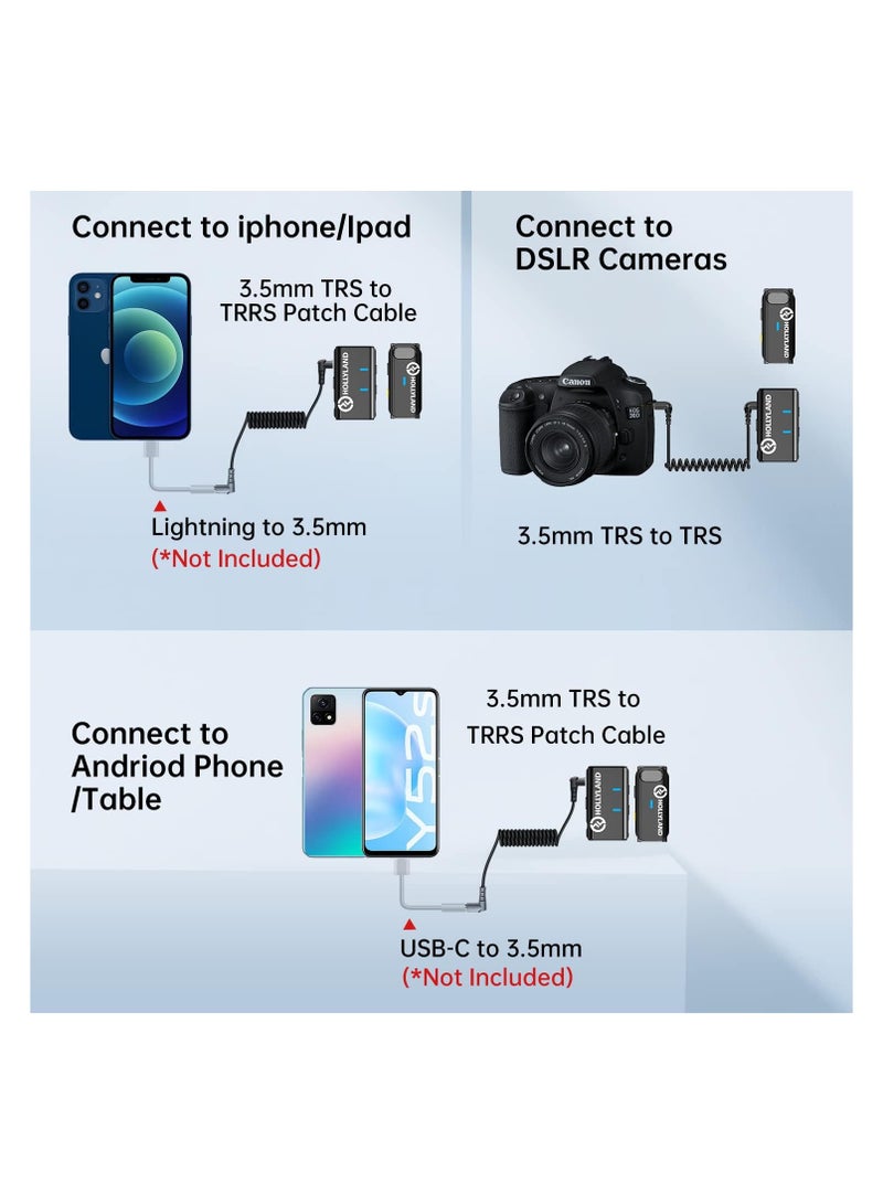 هولي لاند نظام ميكروفون لاسلكي هوليلاند LARK M1 SOLO – ميكروفون لافالير فردي بتقنية 2.4GHz مع إلغاء الضوضاء وعمر بطارية طويل - Image 2