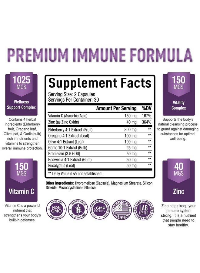 Purely Optimal Elderberry Capsules - Premium Quality Sambucus Nigra Extract Supplement - Naturally Sourced, Immune Function Support - Non-GMO, Gluten Free, Vegan Friendly - 60 Capsules - Image 2