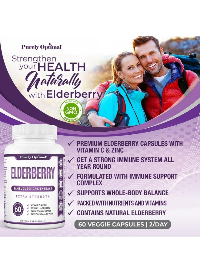Purely Optimal Elderberry Capsules - Premium Quality Sambucus Nigra Extract Supplement - Naturally Sourced, Immune Function Support - Non-GMO, Gluten Free, Vegan Friendly - 60 Capsules - Image 4