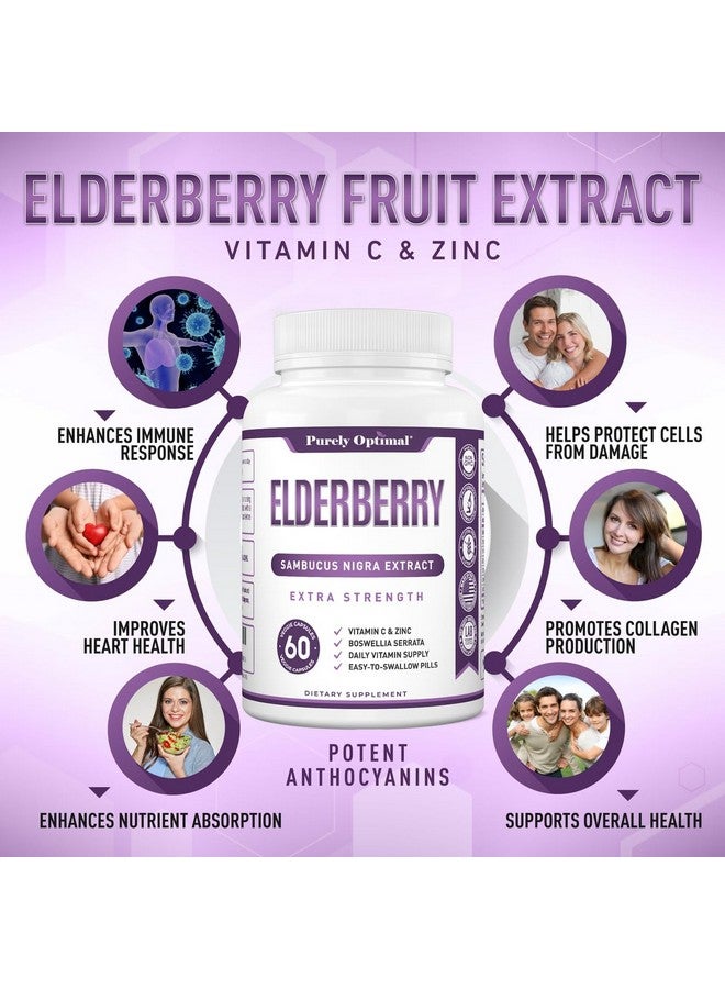 Purely Optimal Elderberry Capsules - Premium Quality Sambucus Nigra Extract Supplement - Naturally Sourced, Immune Function Support - Non-GMO, Gluten Free, Vegan Friendly - 60 Capsules - Image 3