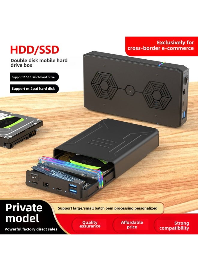 Generic Multi-function 2.5/3.5 Inch HDD/M. 2 SSD Dual Disk Mobile Hard Disk Box A/C External Hard Disk Box-Color:D49co (with Standard Power Supply) With Data Cable A=c 80cm (10gbps)  - Image 2