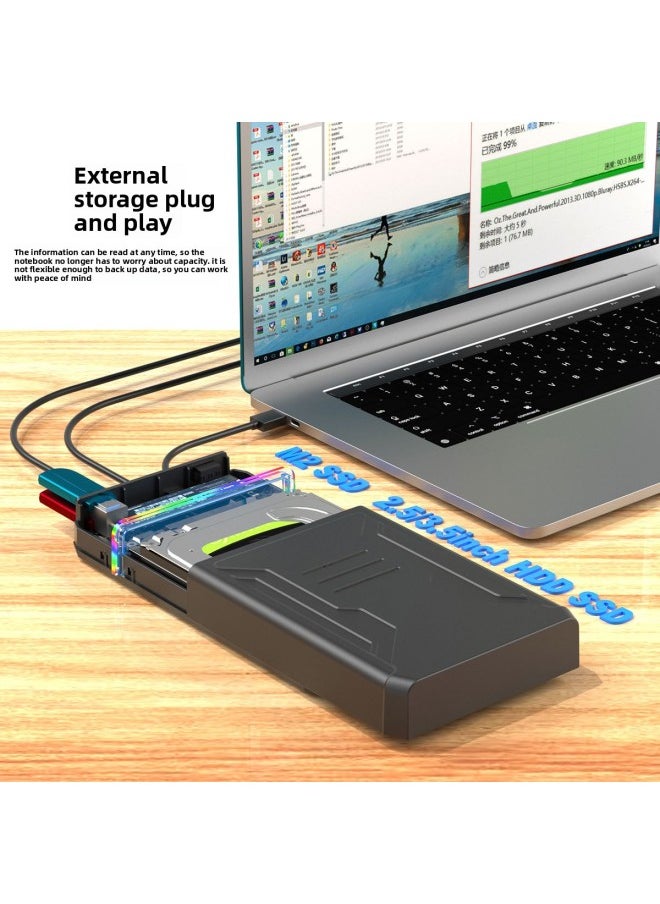 Generic Multi-function 2.5/3.5 Inch HDD/M. 2 SSD Dual Disk Mobile Hard Disk Box A/C External Hard Disk Box-Color:D49co (with Standard Power Supply) With Data Cable A=c 80cm (10gbps)  - Image 4