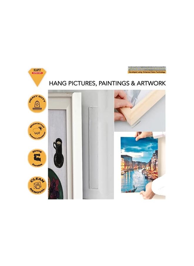 KLAPiT - KLAPiT SUPER TAPE Double Sided Heavy Duty Mounting Tape Holds 90LB/41kg Using Enhanced Nano Technology Clear Magic Improvement Clean Removal Waterproof Transparent Tough 1m - Image 1