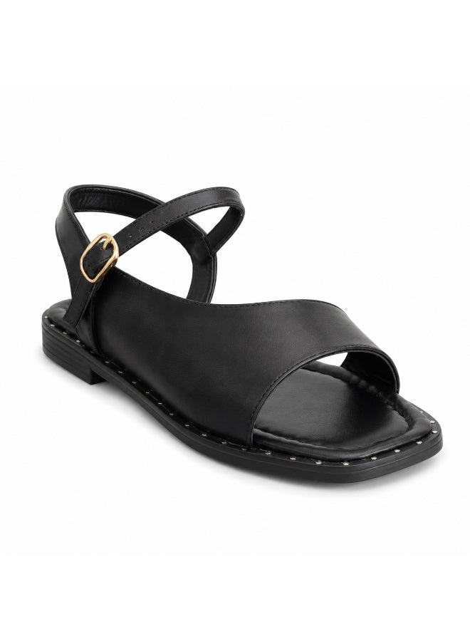 LIFESTYLISH Sandals flat leather classic with ankle strap SF-69 - Image 2