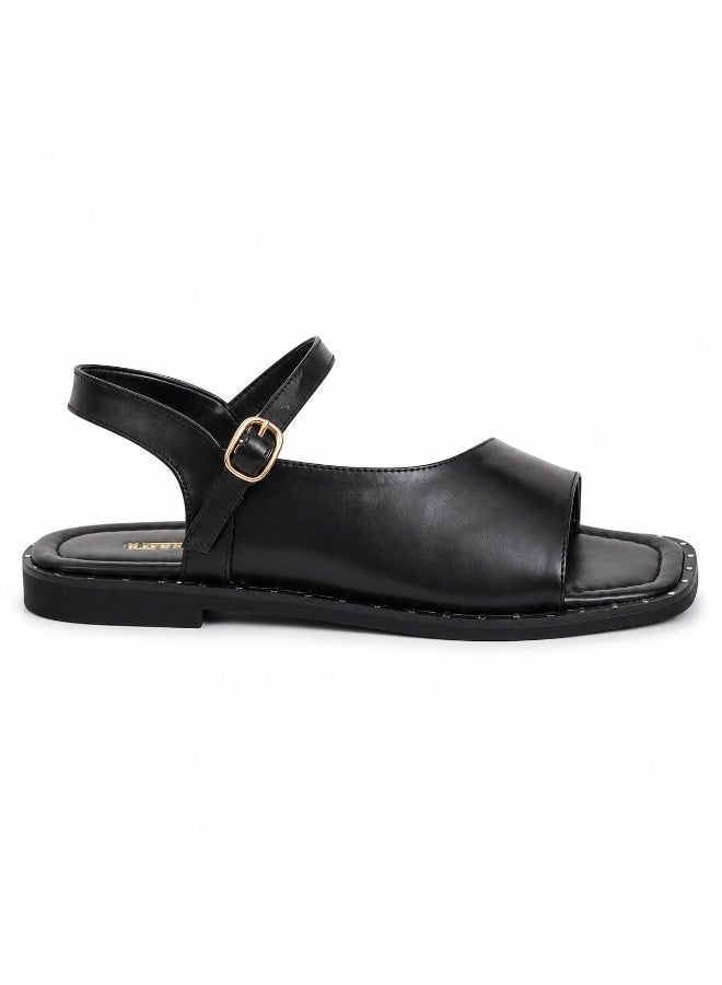 LIFESTYLISH Sandals flat leather classic with ankle strap SF-69 - Image 3