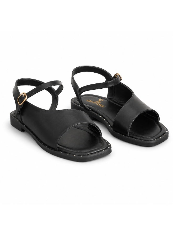 LIFESTYLISH Sandals flat leather classic with ankle strap SF-69 - Image 4