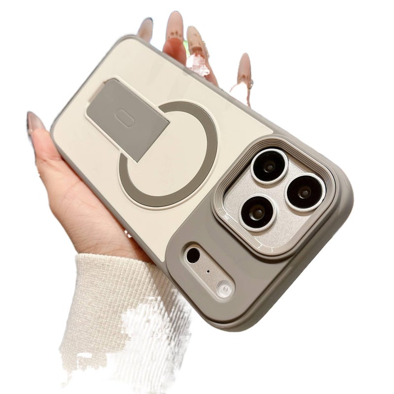 MagSafe iPhone 13 Pro Silicone Case Protective for iPhone 13 with Kickstand and Full Coverage in Gray Colour - Image 1