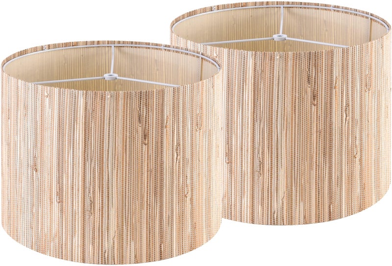 GO&SO 13 IN Drum Boho Lamp Shades Set of 2 Medium, Farmhouse Lamp Shade for Table Lamps Floor Lamp- 13" x 13" x 10" Spider Vintage Lampshade Decor,Natural Straw Shade Replacement,Assembly Required - Image 1