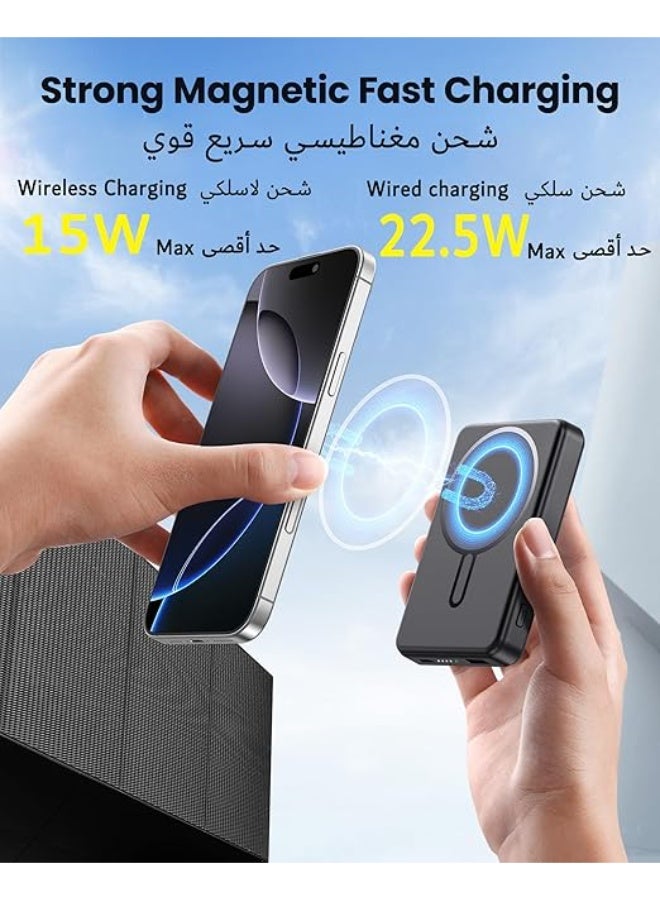 بنك طاقة مغناطيسي بسعة 12000 مللي أمبير في الساعة متوافق مع MagSafe، وشاحن محمول لاسلكي لسلسلة iPhone 16/15/14/13/12 - Image 4