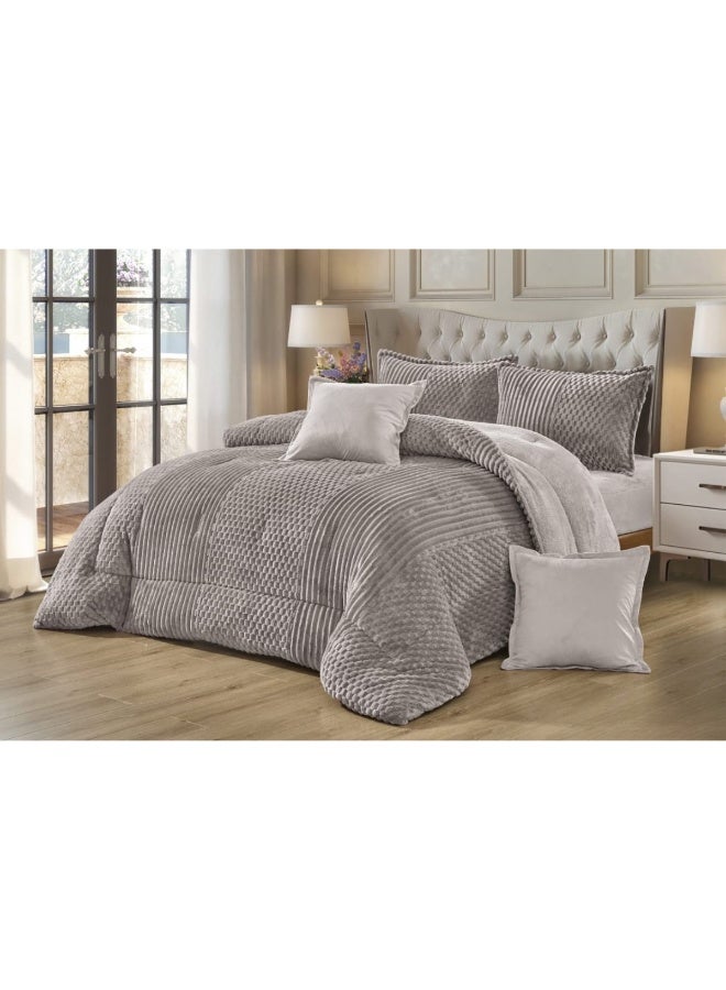 مون مفرش سرير نفرين شتوي 6 قطع وجهين وجه مخمل وجه فرو مقاس  230x250 سم - Image 1