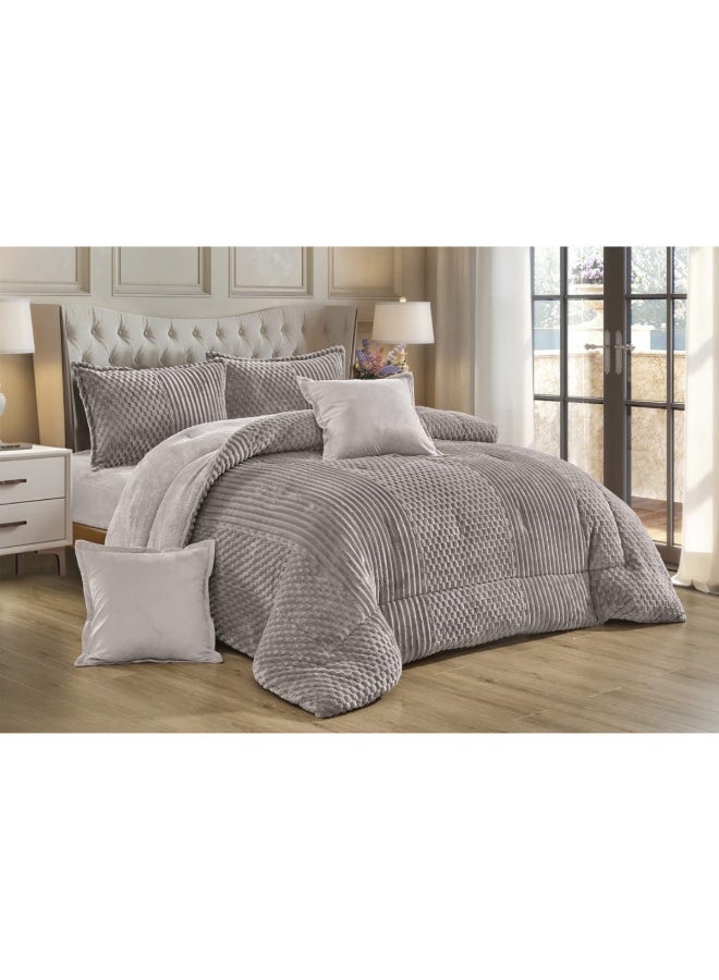 مون مفرش سرير نفرين شتوي 6 قطع وجهين وجه مخمل وجه فرو مقاس  230x250 سم - Image 4