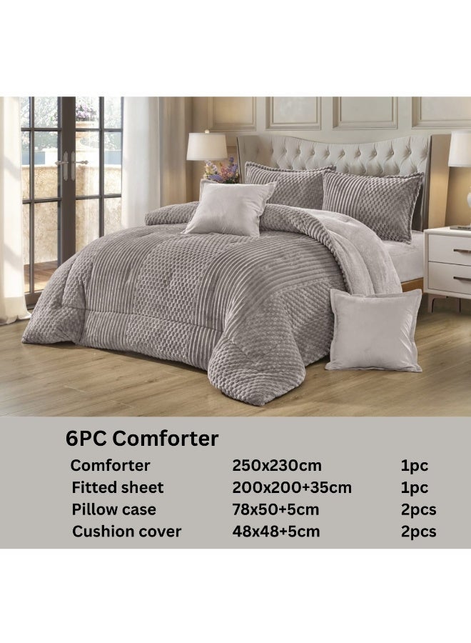 مون مفرش سرير نفرين شتوي 6 قطع وجهين وجه مخمل وجه فرو مقاس  230x250 سم - Image 3