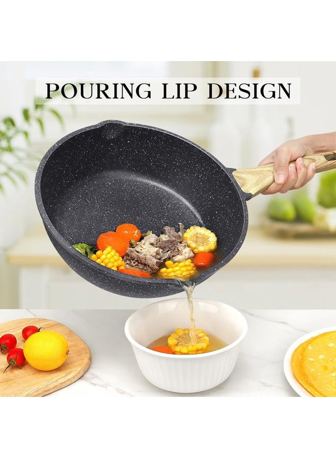 GIPP Nonstick Deep Frying Pan, 11 Inch Skillet Working Pan Granite Induction Cookware, 4.5Qt Non Stick Saute Pan with Lid, PFOA PFOS APEO Free, Grey… - Image 5