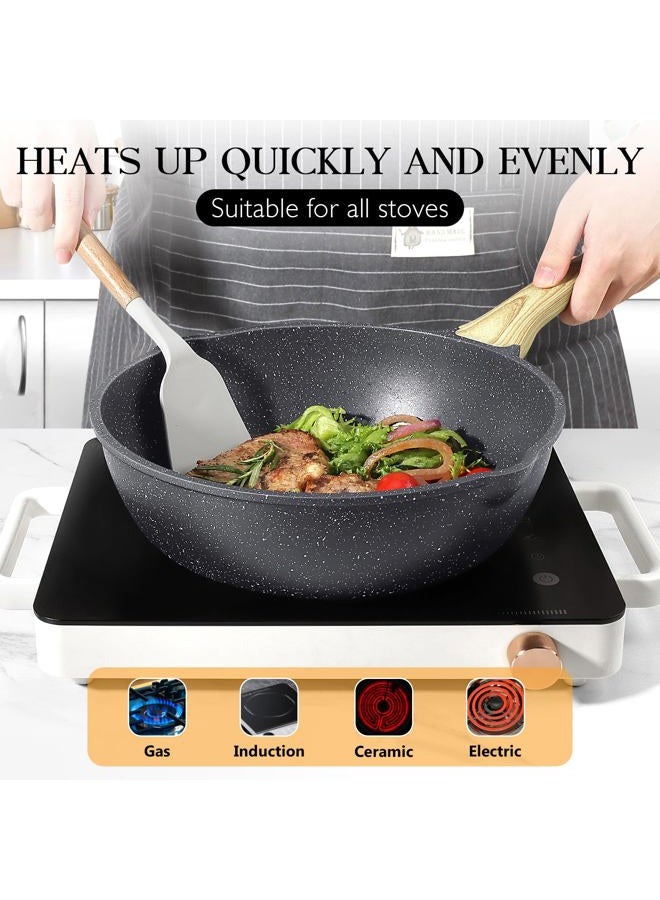 GIPP Nonstick Deep Frying Pan, 11 Inch Skillet Working Pan Granite Induction Cookware, 4.5Qt Non Stick Saute Pan with Lid, PFOA PFOS APEO Free, Grey… - Image 4