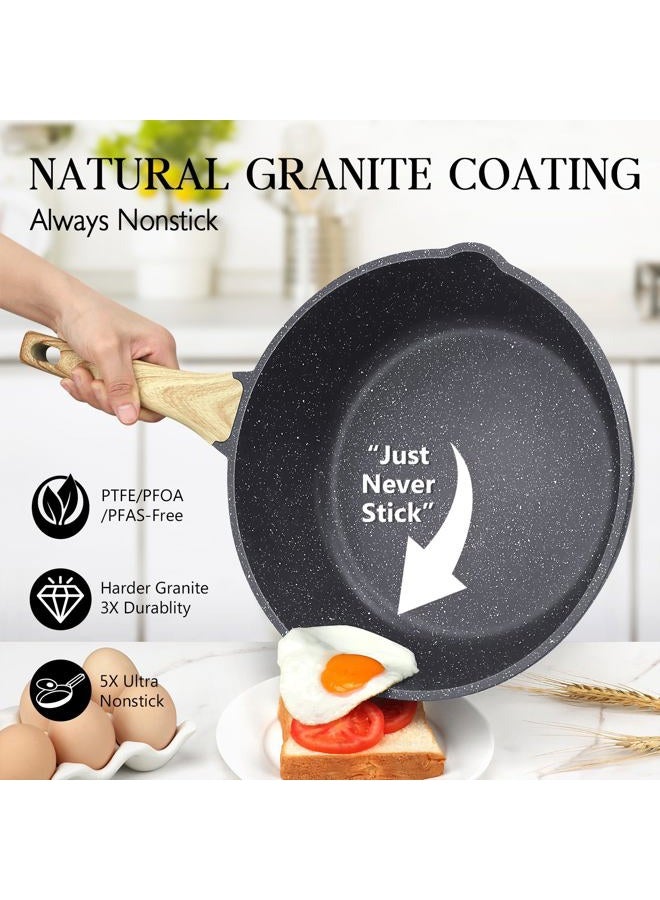 GIPP Nonstick Deep Frying Pan, 11 Inch Skillet Working Pan Granite Induction Cookware, 4.5Qt Non Stick Saute Pan with Lid, PFOA PFOS APEO Free, Grey… - Image 3
