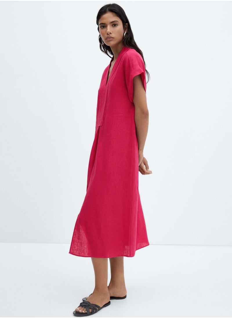 MANGO - Plunge Neck Front Slit Dress - Image 1