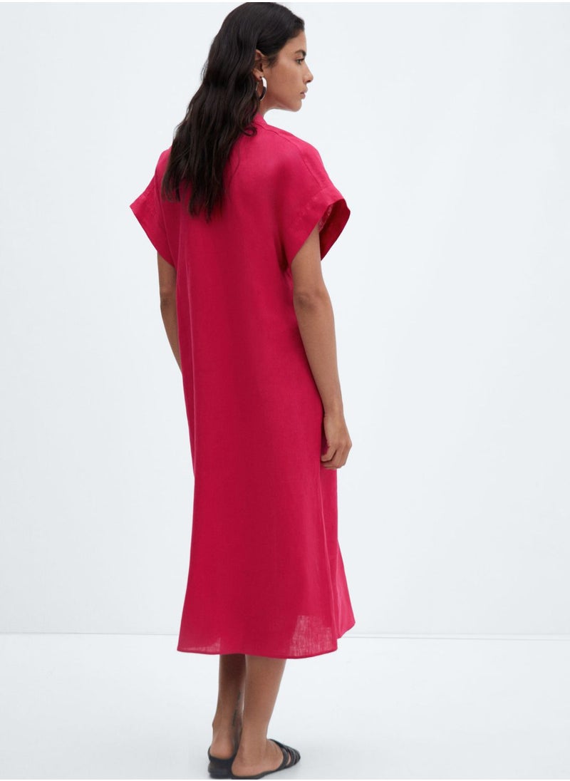 MANGO - Plunge Neck Front Slit Dress - Image 1