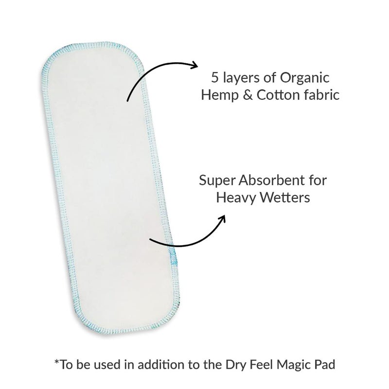 Superbottoms وسادة تعزيز القنب من سوبر بوتومز (وسادة تعزيز للبلل الشديد) للأطفال - إدخال إضافي للحفاضات القماشية، 1 قطعة، لون أبيض - Image 2