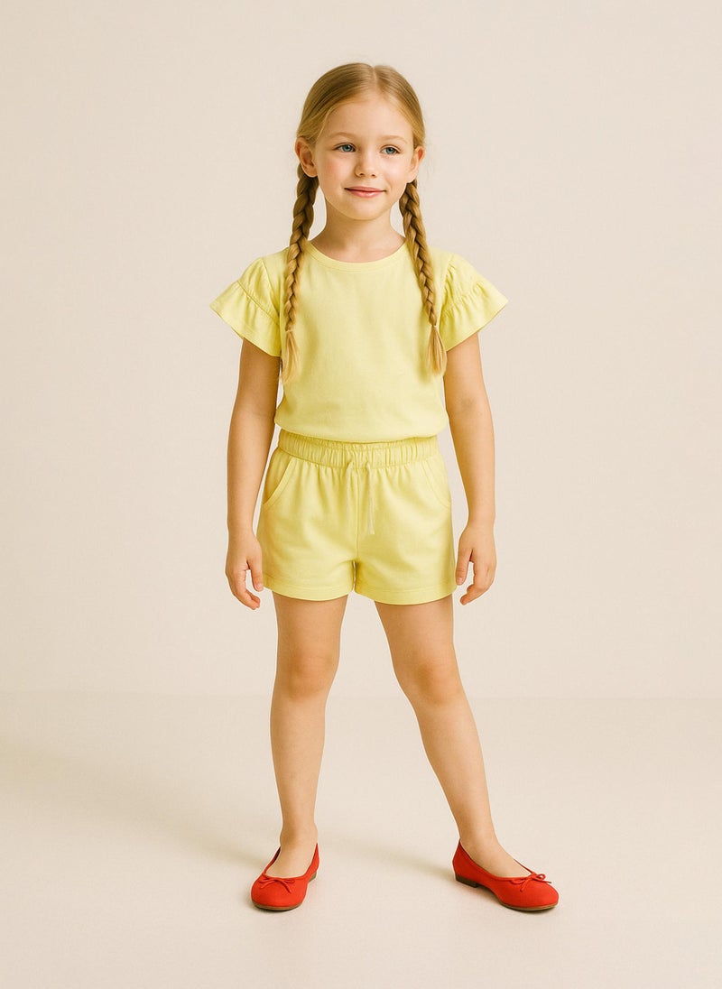 MINOTI Teen Girls T-Shirt with Ruffle Sleeve Detail - Image 1