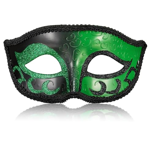 MYSEUNI 2025 New Green Masquerade Mask for Men- Retro Venetian Masks Masquerade Ball for Cosplay Halloween Party Mardi Gras Mascarade Ball - Image 1