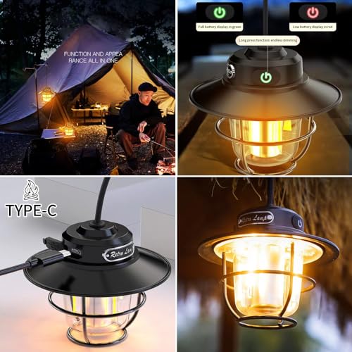 YZYOE LED Rechargeable Outdoor Camping Light, Mini Portable Tent Emergency Light， New Horse Lamp 4-Speed Mode White and Warm Light, Amber and Warm White Light. - Image 2