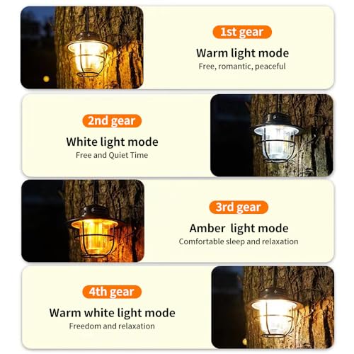 YZYOE LED Rechargeable Outdoor Camping Light, Mini Portable Tent Emergency Light， New Horse Lamp 4-Speed Mode White and Warm Light, Amber and Warm White Light. - Image 3