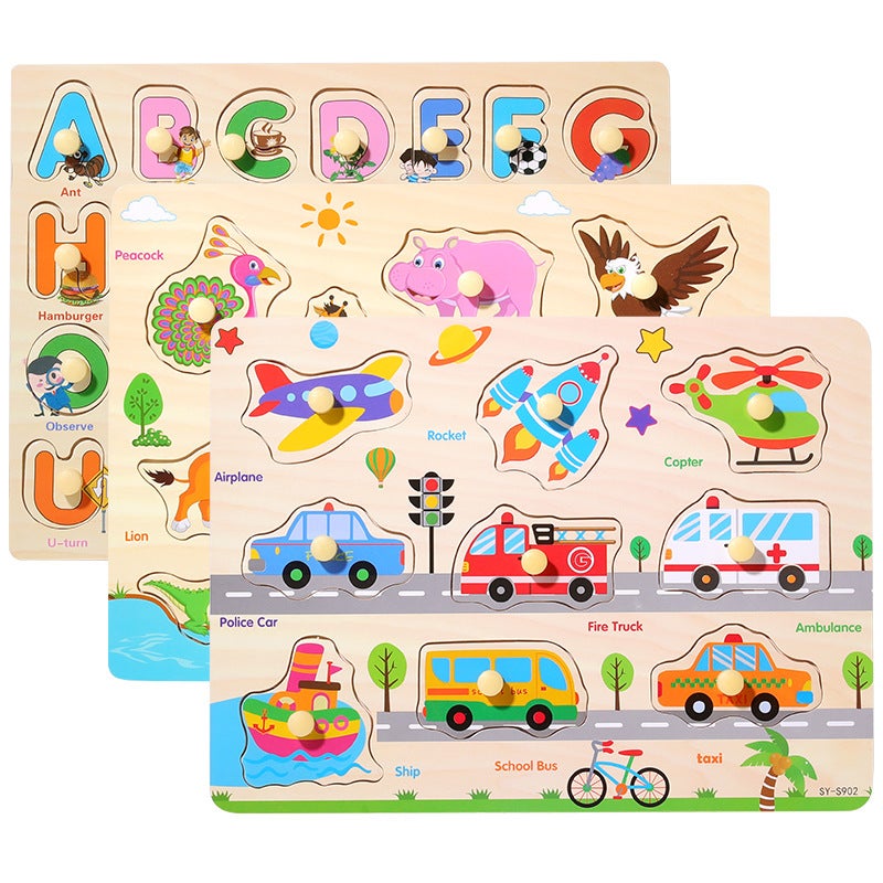 Wooden Jigsaw Puzzle Alphanumeric Board Puzzle Cognitive Matching Hand-Held Wooden Children'S Toys - Image 5