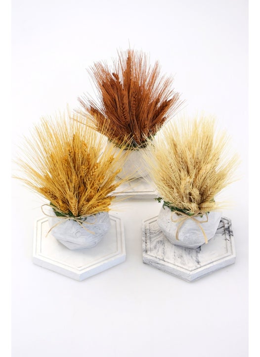 Artificial Flower Storage, Marble Look, Spike Arrangement in Pots with Top, 3 Pieces (Set-7)