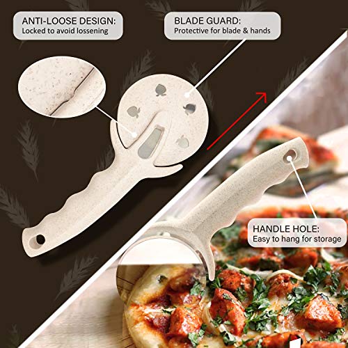 HELEERON Pizza Cutter Wheel, Stainless Steel Pizza Cutter with Cover, Super Sharp Pizza Slicer-Dishwasher safe,Smooth Rotating Pizza Wheel Safe with Healthy Material（Beige） - Image 4