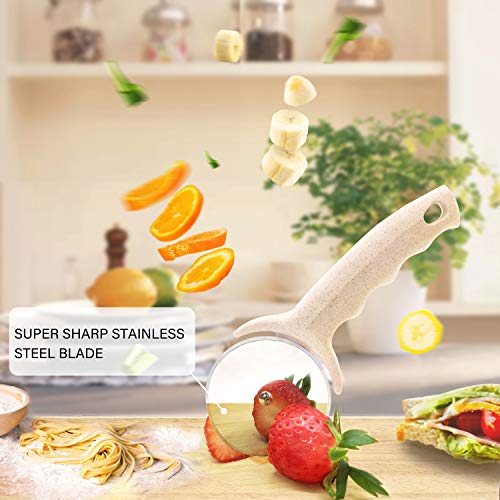 HELEERON Pizza Cutter Wheel, Stainless Steel Pizza Cutter with Cover, Super Sharp Pizza Slicer-Dishwasher safe,Smooth Rotating Pizza Wheel Safe with Healthy Material（Beige） - Image 5