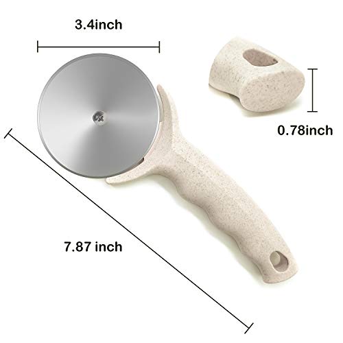 HELEERON Pizza Cutter Wheel, Stainless Steel Pizza Cutter with Cover, Super Sharp Pizza Slicer-Dishwasher safe,Smooth Rotating Pizza Wheel Safe with Healthy Material（Beige） - Image 2