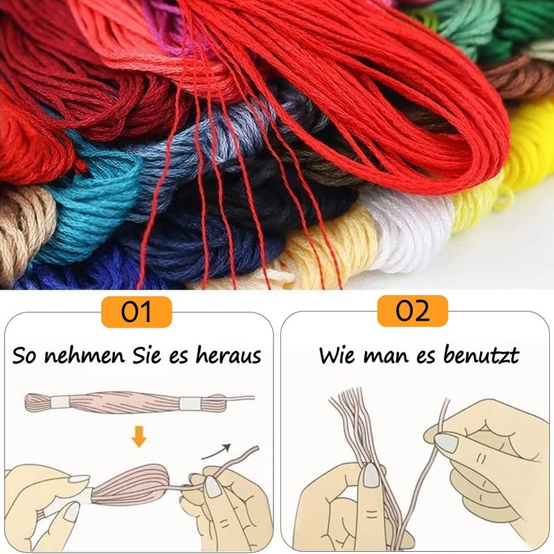 Maxee Embroidery Thread, 447 Colors Per Pack Embroidery Floss,8m Cross Stitch Threads,Friendship Bracelets Floss, Crafts Floss Rainbow Color with Free Embroidery Needles, Floss Bobbins - Image 2