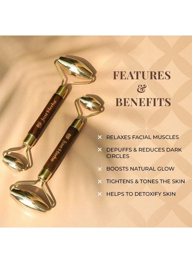 Just Herbs Kansa Metal Roller For Face & Neck Healing Fine Lines Wrinkles Undereye Puffiness & Detoxifies Dull & Saggy Skin  - Image 3