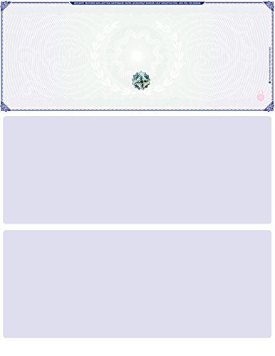 Blank Hologram Premium Computer Checks Top High Security Laser Checks with Perforated Vouchers Qty 500 Blue Green
