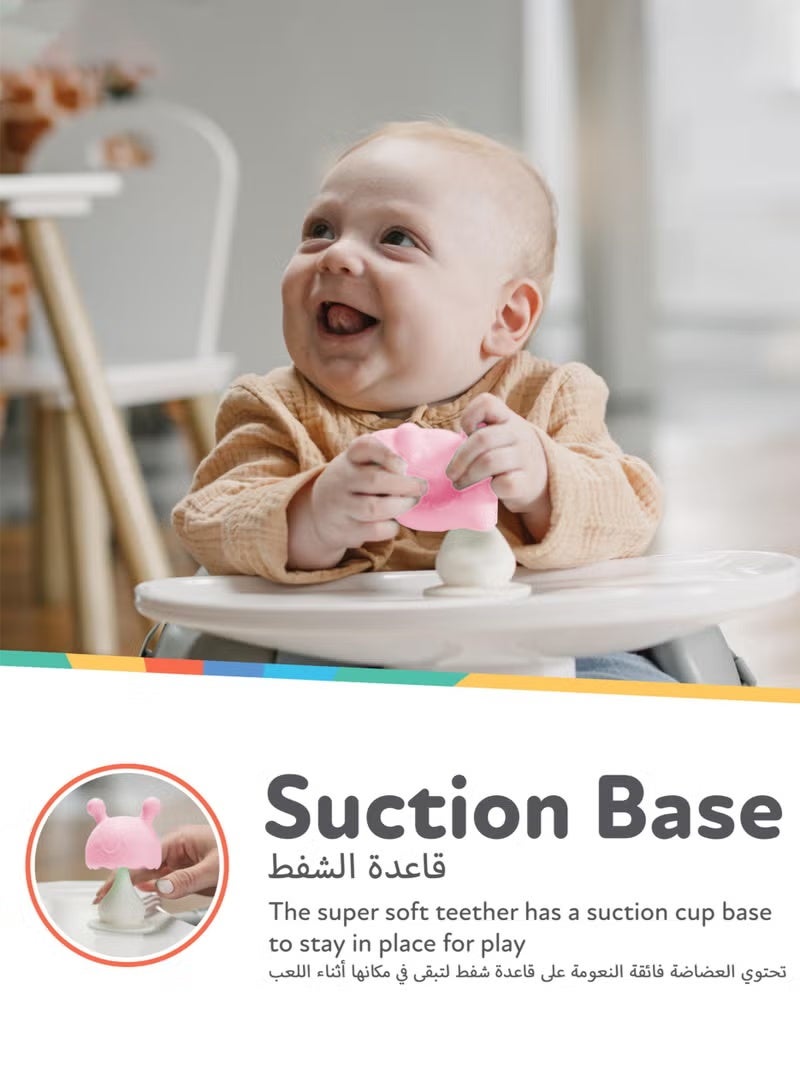 عضاضة سيليكون فائقة النعومة مع قاعدة شفط - لعبة تحفيز بصري وسهلة الإمساك لتخفيف آلام التسنين لدى الطفل - من عمر 3 أشهر فما فوق - Image 4