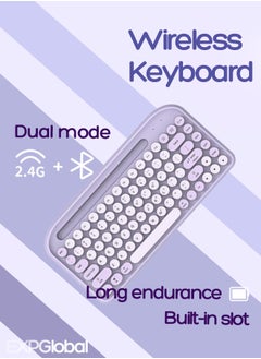 EXPGlobal Wireless Bluetooth keyboard, Cute Mini 84-key Compact Keyboard, Dual mode 2.4GHz wireless connect  - Image 1