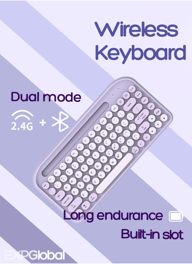 EXPGlobal - Wireless Bluetooth keyboard, Cute Mini 84-key Compact Keyboard, Dual mode 2.4GHz wireless connect - Image 1