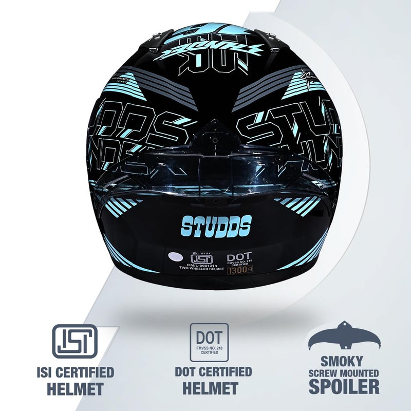 STUDDS Thunder D11 ISI and DOT Certified Full Face Helmet for Men and Women with Clear Visor - Image 4