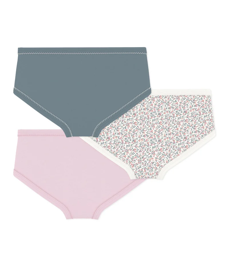 Petit Bateau Pack Of Children's High-Waisted Cotton Pants With A Flower Pattern