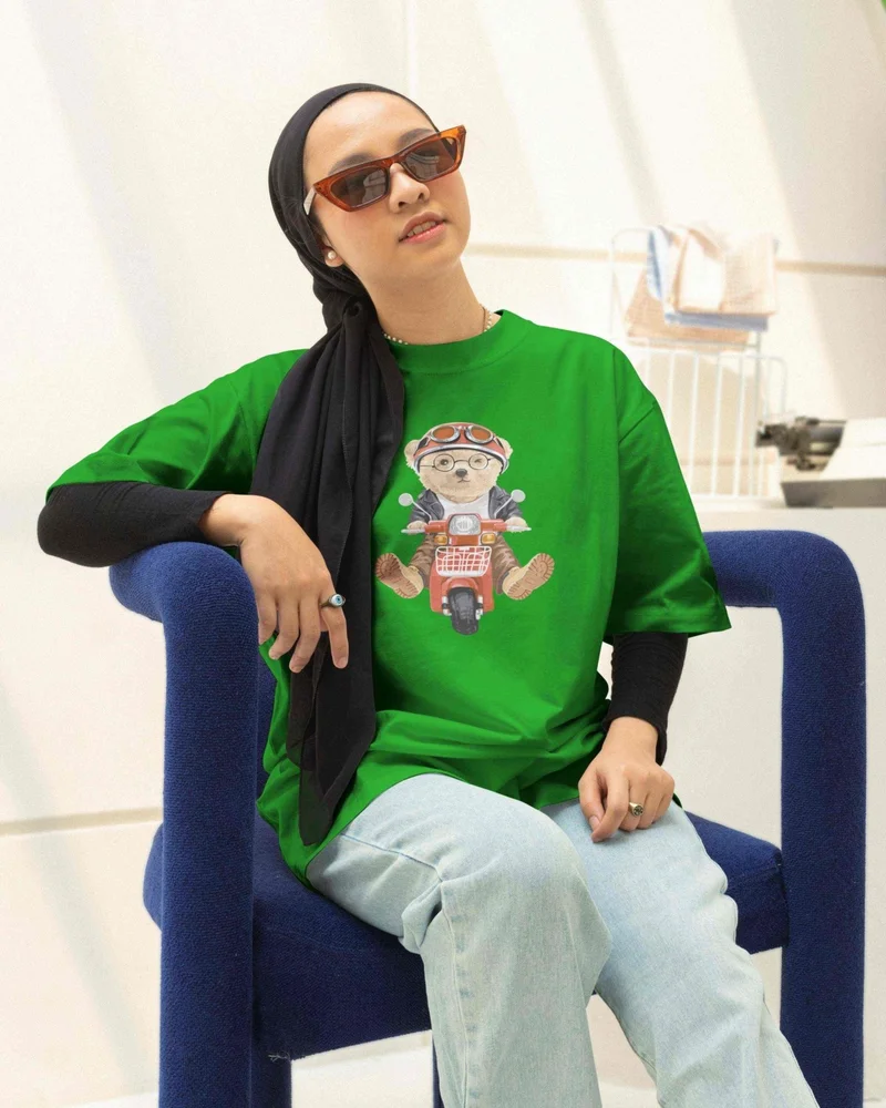 دوغ فش Jersey T-Shirt Green Printed Oversize Crew Neck Short Sleeve T-Shirt