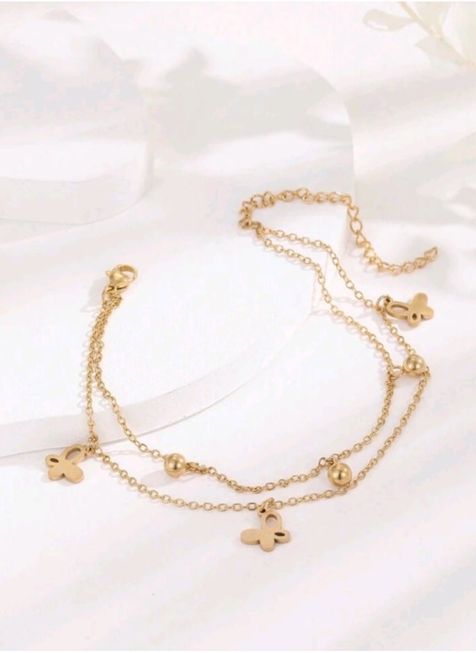 Jewelry For Life - Trendy Stainless Steel Gold Plated Anklet For Women - Image 1