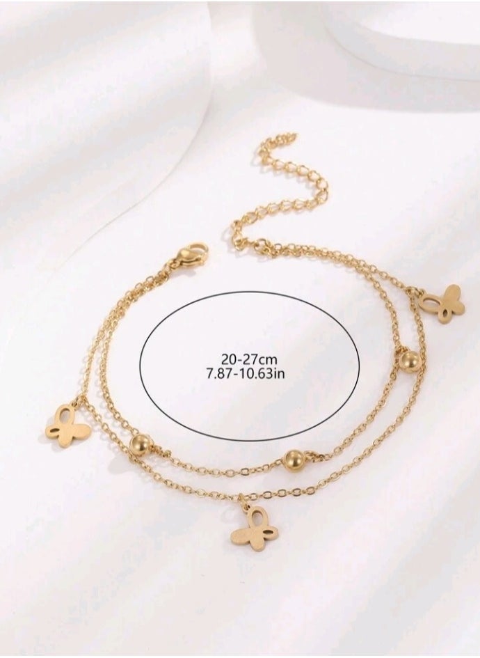Jewelry For Life - Trendy Stainless Steel Gold Plated Anklet For Women - Image 1