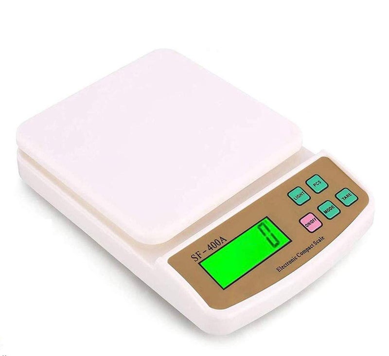 RD MALL Electronic Kitchen Digital Weighing Scale with Tare Function and Max Capacity of 10 KG White - Image 1