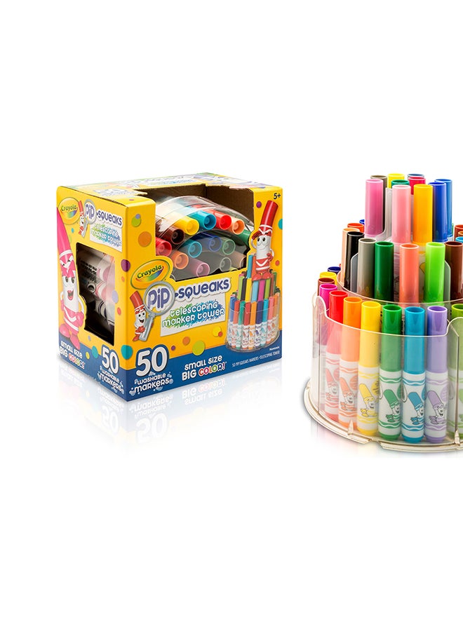 Crayola برج الأقلام القابلة للتمديد من بيب-سكوكس – 50 قلم صغير قابل للغسل للأطفال | تخزين مدمج من 3 طبقات، سهل التنظيف، لوازم فنية غير سامة للرسم والتلوين الإبداعي - Image 2