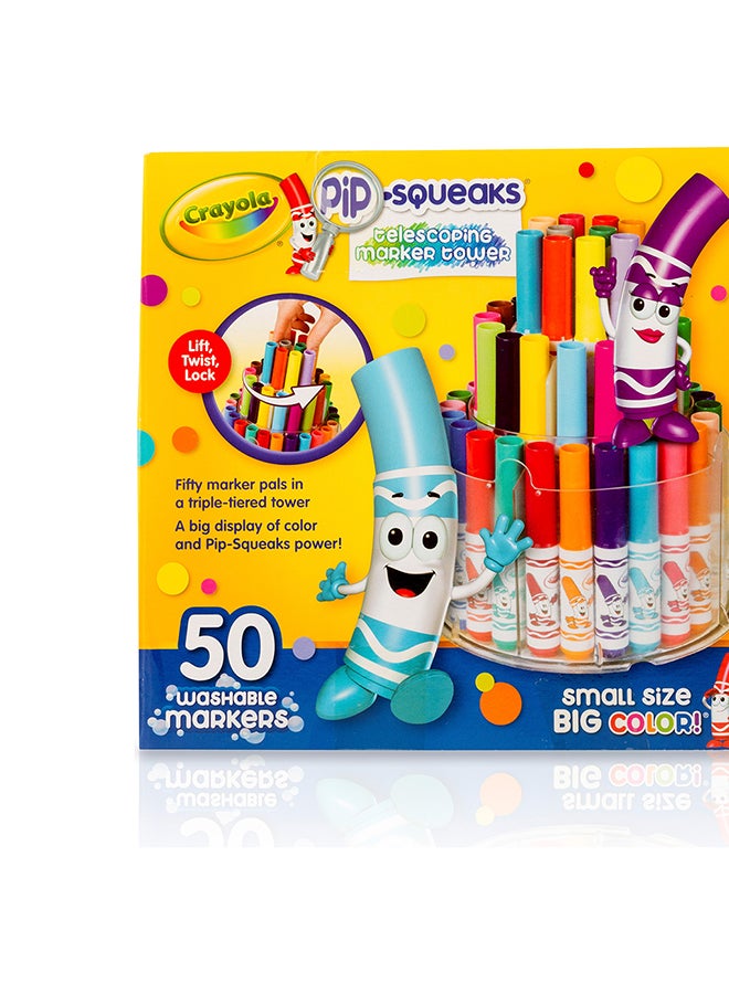Crayola برج الأقلام القابلة للتمديد من بيب-سكوكس – 50 قلم صغير قابل للغسل للأطفال | تخزين مدمج من 3 طبقات، سهل التنظيف، لوازم فنية غير سامة للرسم والتلوين الإبداعي - Image 5